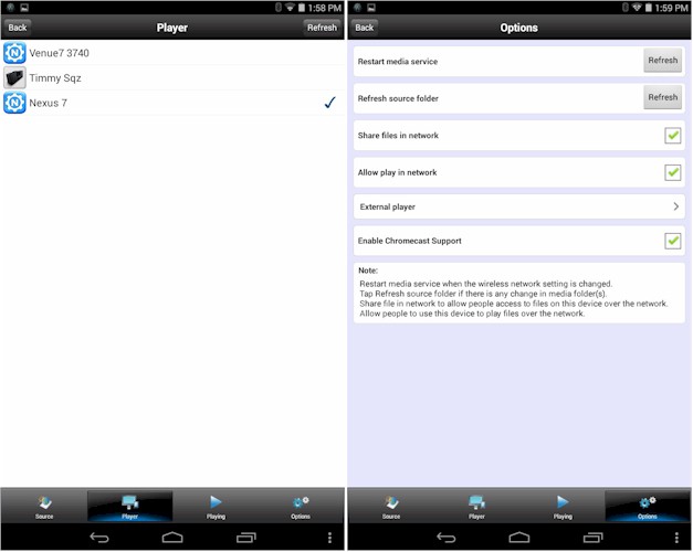NETGEAR genie My Media player selection and options