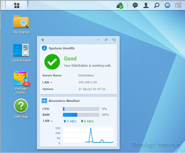 Synology DSM 5.2 Landing page