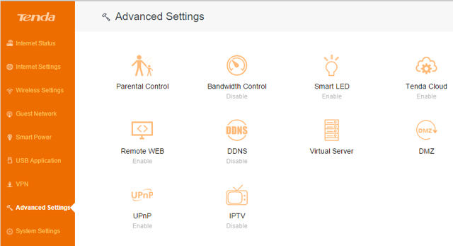 Tenda AC15 Advanced Settings