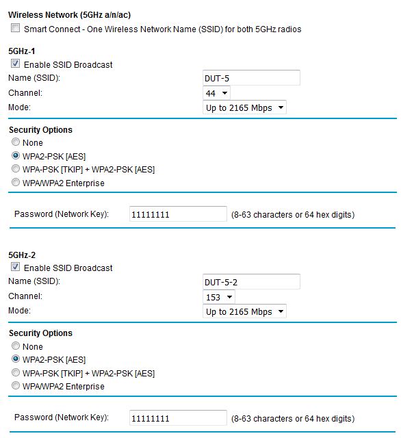 R8500 5 GHz radio settings