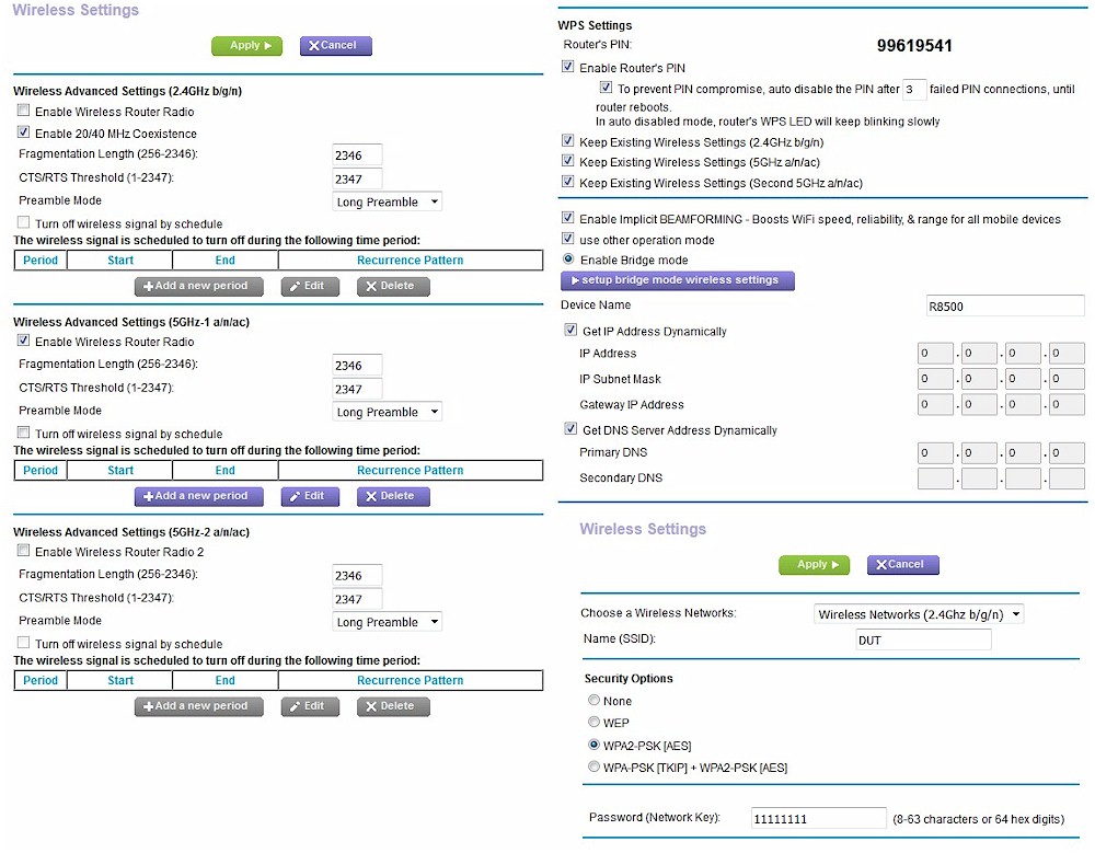 Advanced Wireless settings