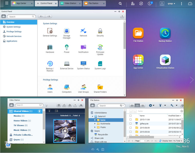 QNAP QTS 4.2 has multiple window support