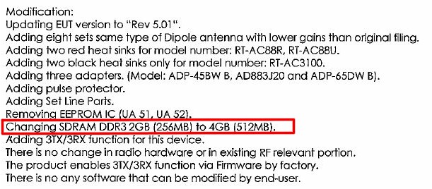 ASUS RT-AC88U FCC Class II changes