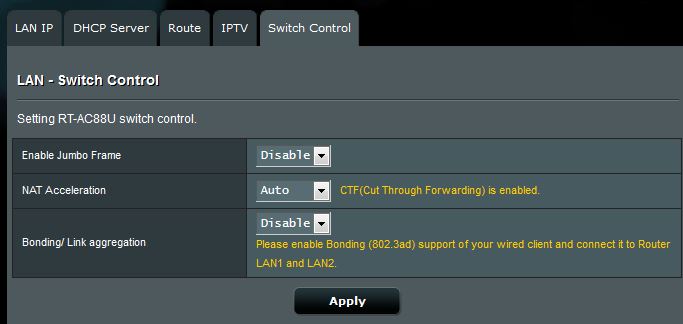 ASUS RT-AC88U LAN Switch Control