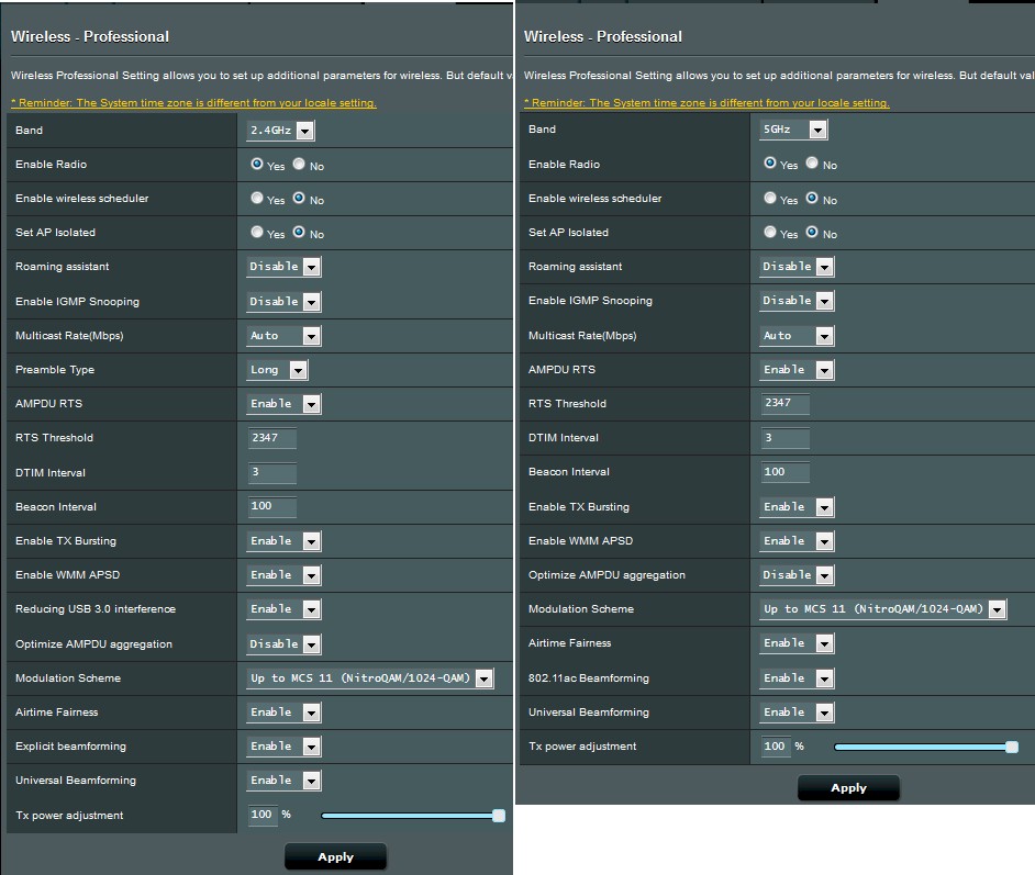 Wireless Professional Settings