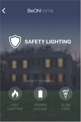 BeON Home Safety Lighting menu