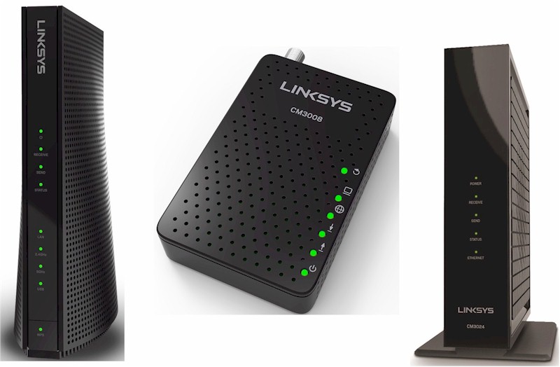 Linksys CG7500, CM3008 & CM3024