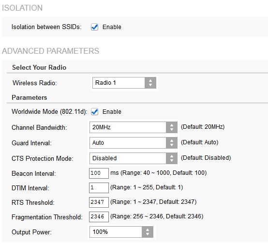 Wireless Advanced Settings