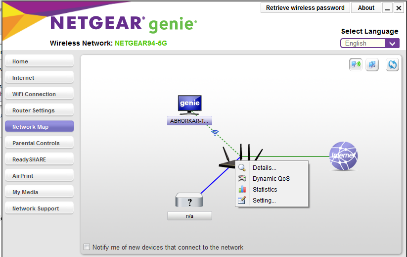 NETGEAR Dynamic QoS statistics - Windows app