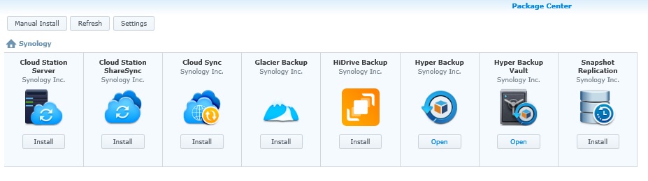 Synology Backup Packages