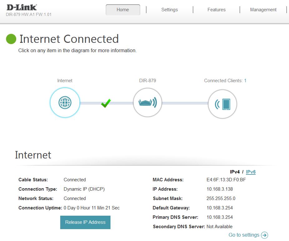 D-Link DIR-879 Home page