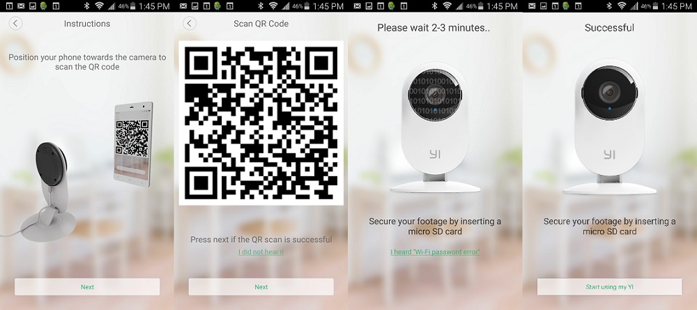 YI Home Camera 2 QR code setup