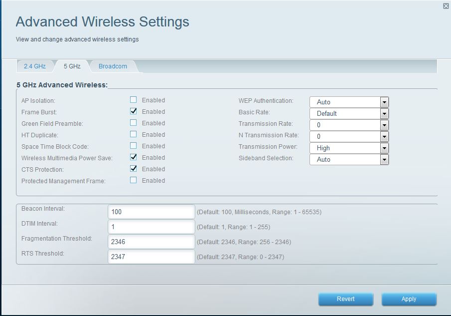 5 GHz radio defaults