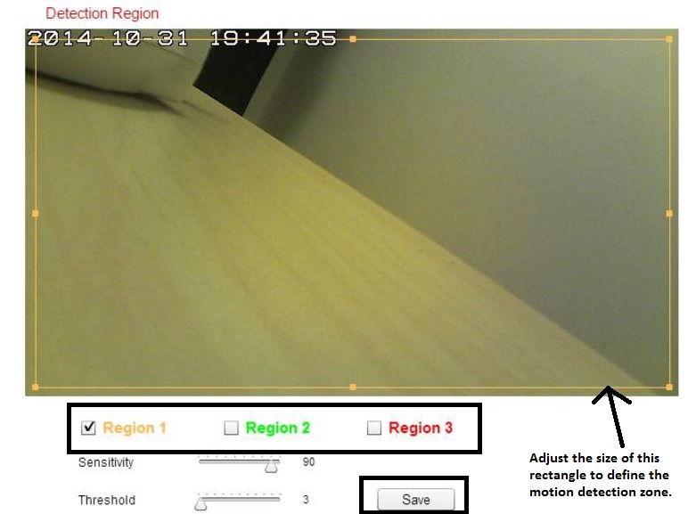 Define motion detection zones