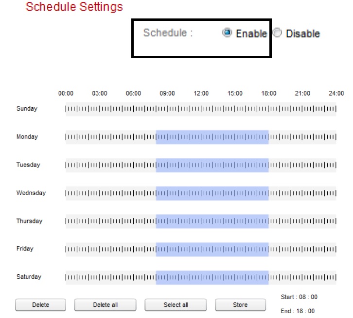 Set motion detection schedule