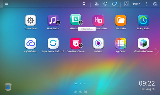 QNAP QTS 4.2.2 landing page