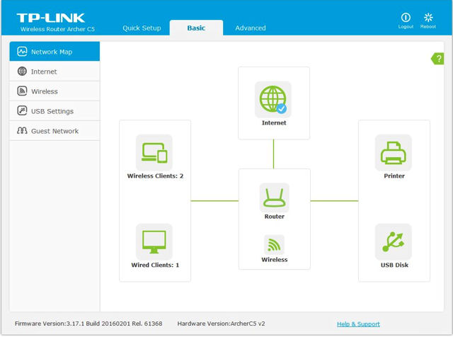 TP-LINK Archer C5 V2 basic interface