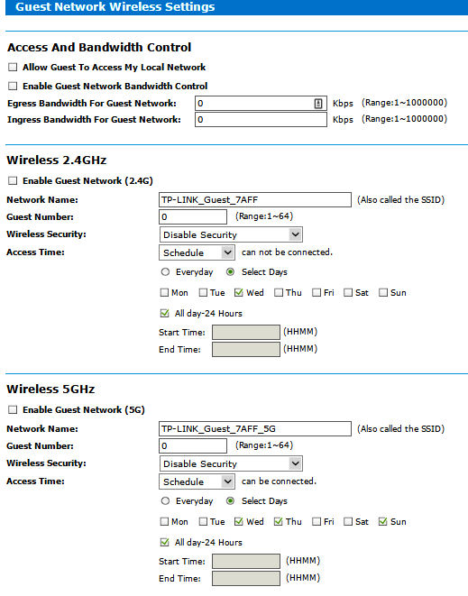 TP-LINK Archer C5 V2 Guest Network Settings