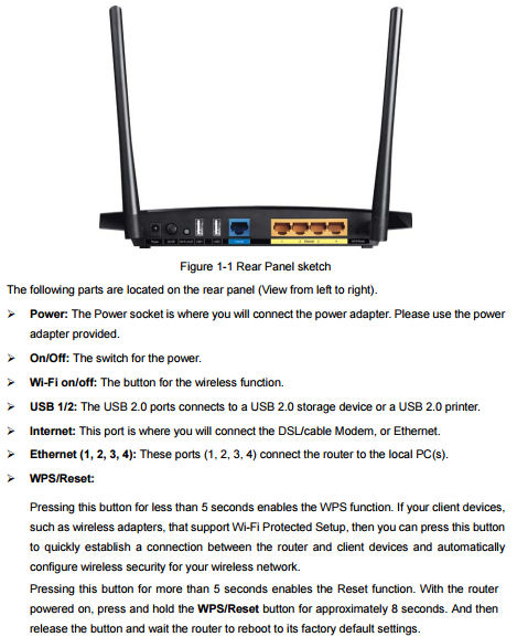 TP-LINK Archer C5 V2 rear panel callouts