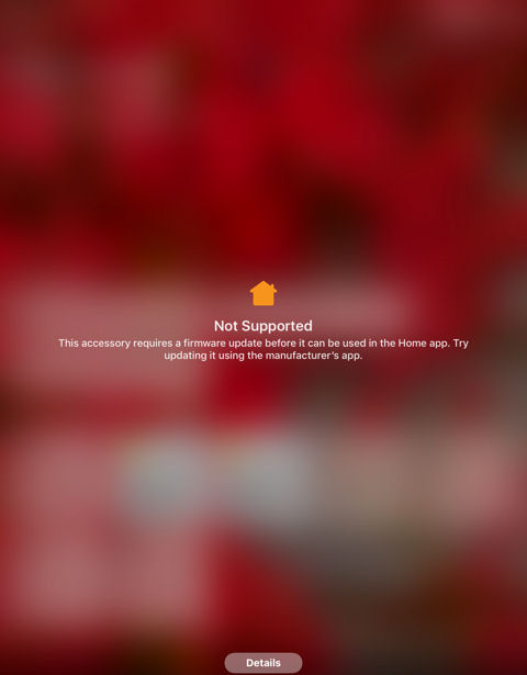 Apple HomeKit won't update accessory firmware