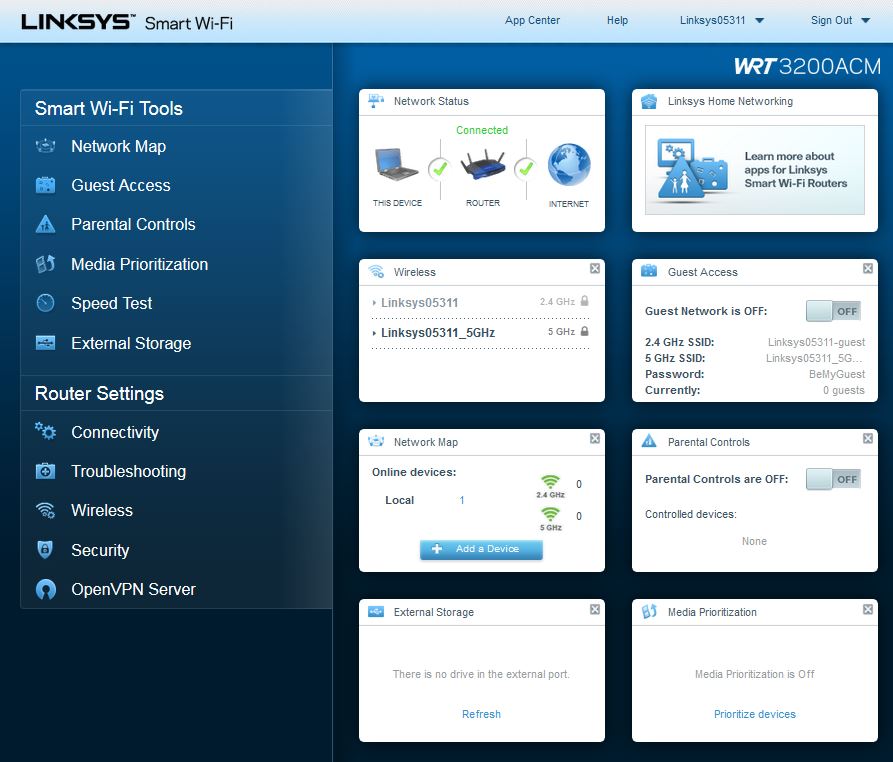 Smart Wi-Fi dashboard