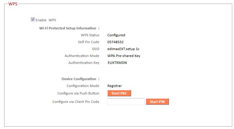 Edimax RE11S WPS settings