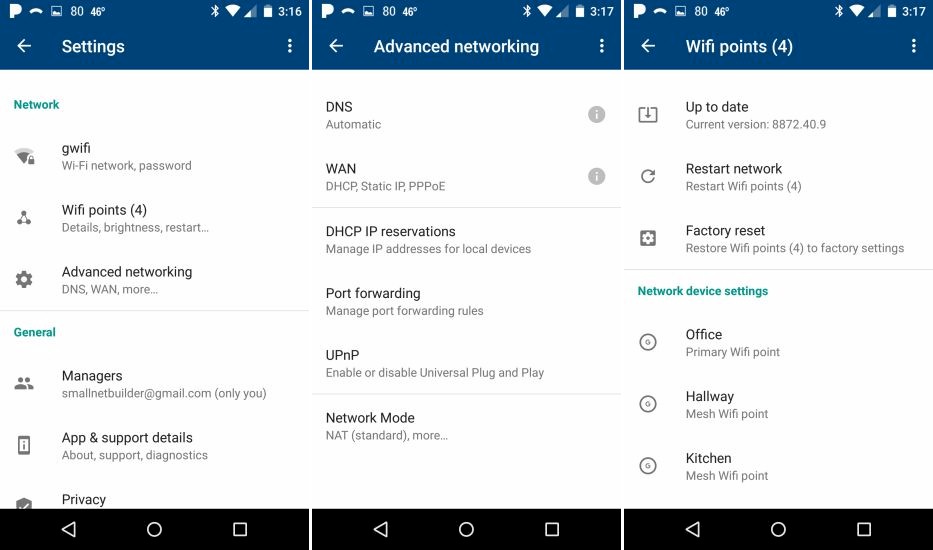 Google Wifi app - Feature Screens