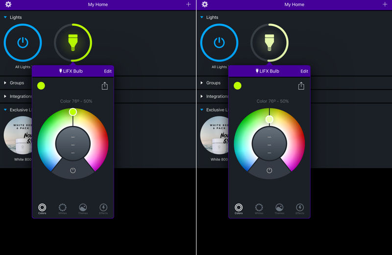 LIFX color control panel