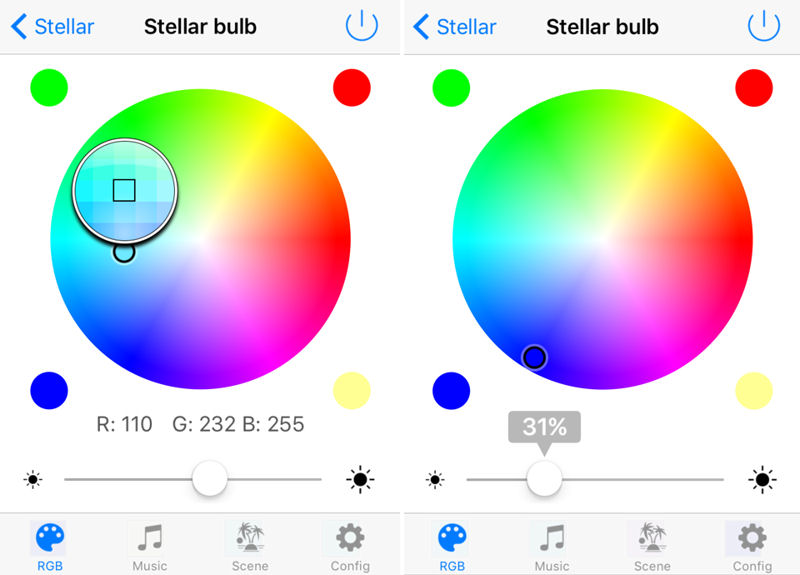 LOFTEK-SANSI RGB values and dimming percentage