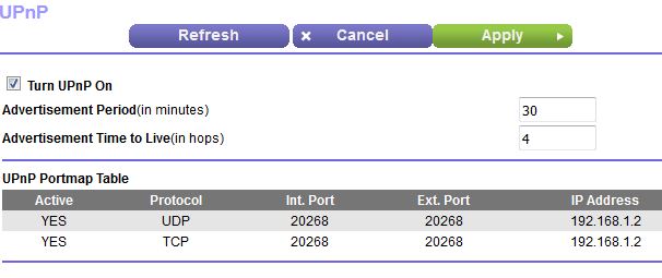 UPnP settings