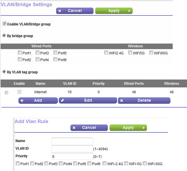 VLAN settings