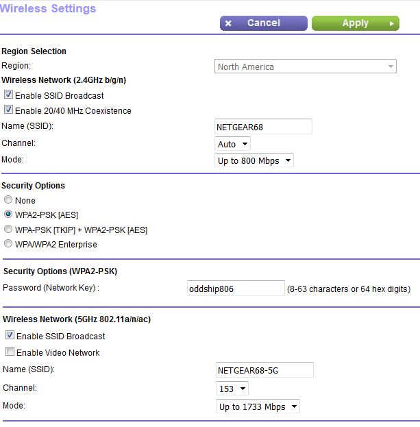 Wireless Advanced settings