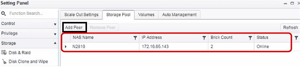 Add Peer NAS