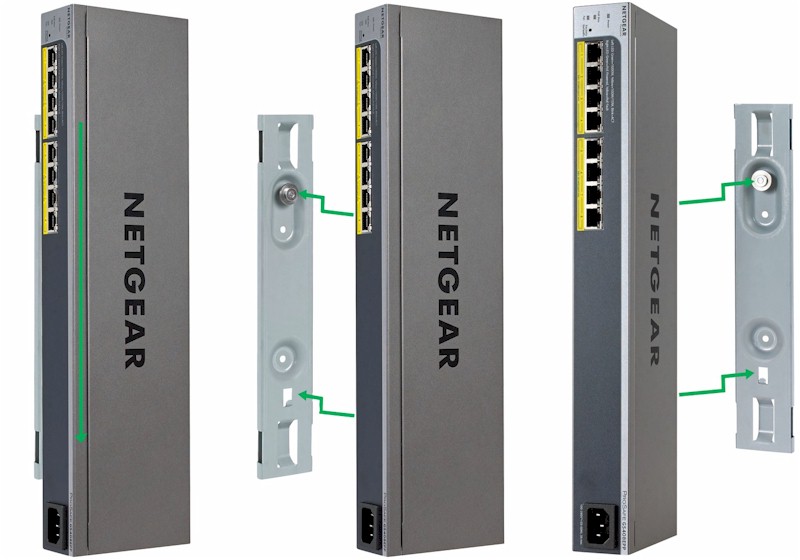 NETGEAR GS408EFF switch w/ mounting bracket options