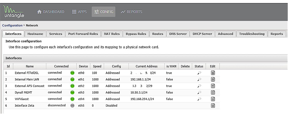 Configuring Untangle Network interfaces