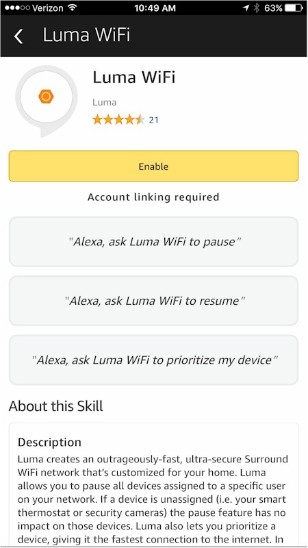 Luma Alexa skills