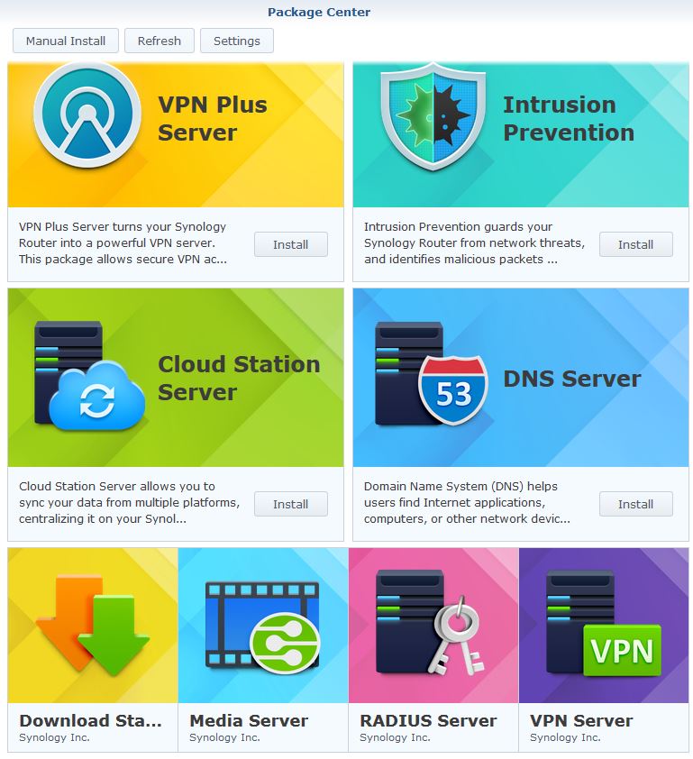 Synology RT2600ac Package Center