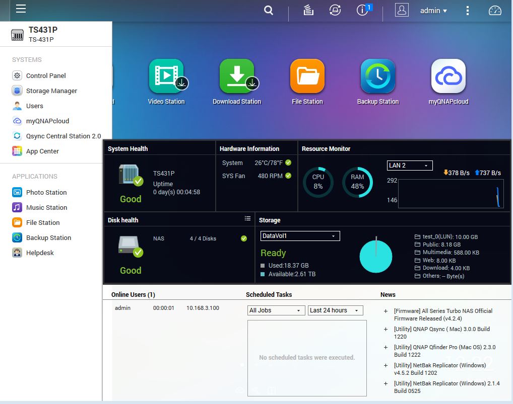 QNAP QTS 4.3 desktop