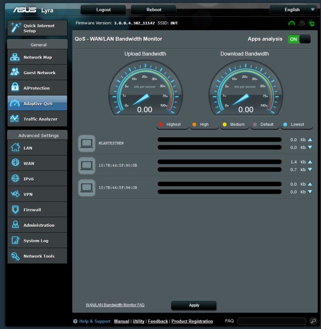 ASUS Lyra web GUI - Adaptive QoS