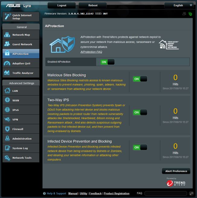 ASUS Lyra web GUI - AiProtection