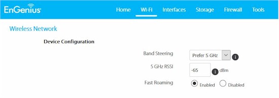 Settings for Wi-Fi test