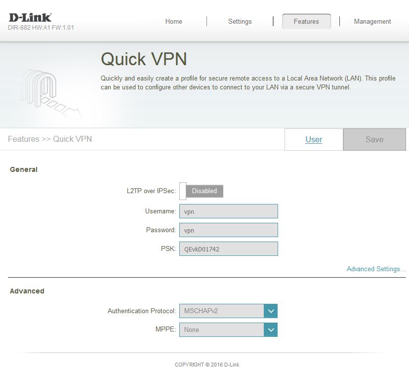 D-Link DIR-882 Quick VPN