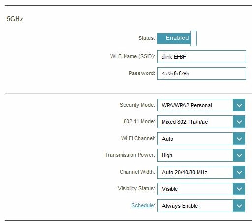 D-Link DIR-882 Smart Connect off - 5GHz