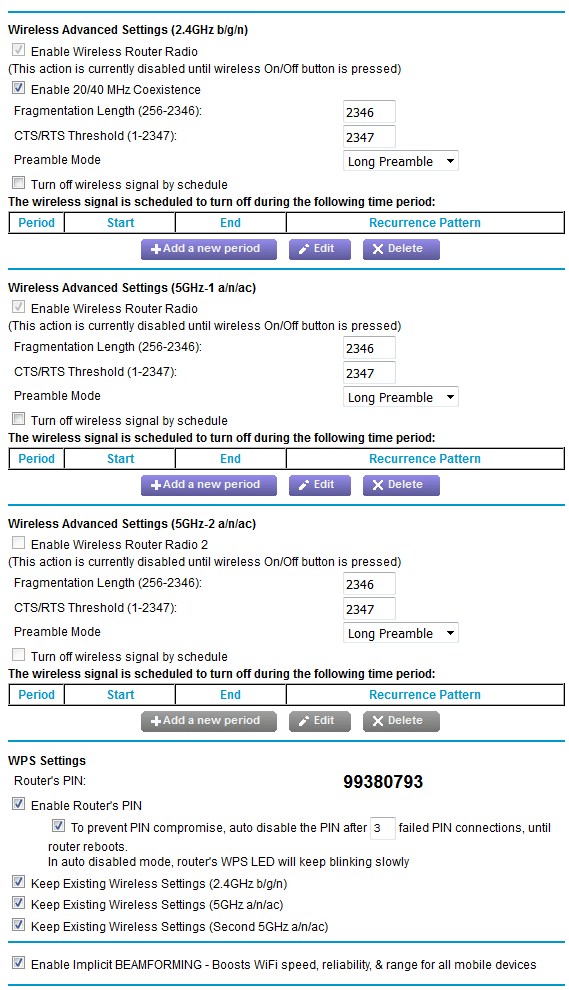 R8000 Advanced Wireless settings