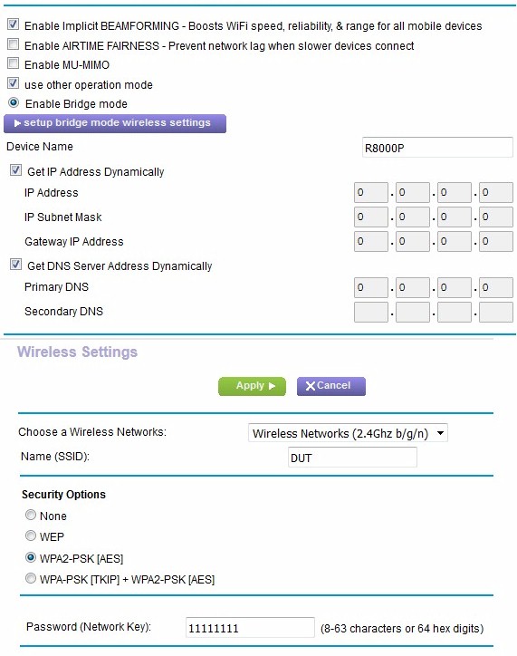 R8000P Advanced Wireless settings - more