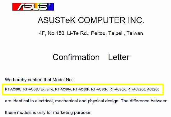 ASUS RT-AC86 versions