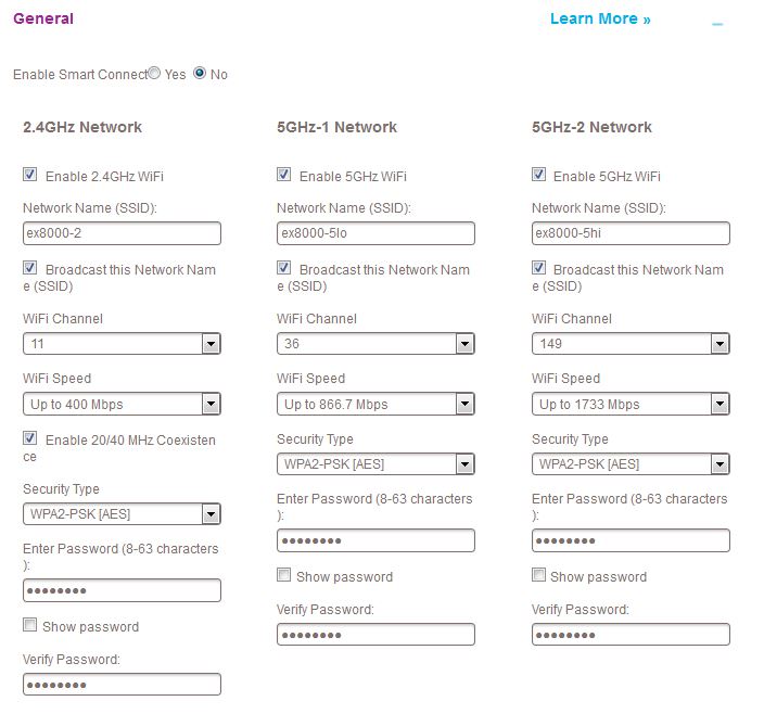 AP mode wireless settings