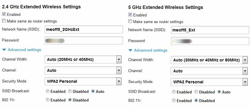 Fronthaul/client connect radio settings