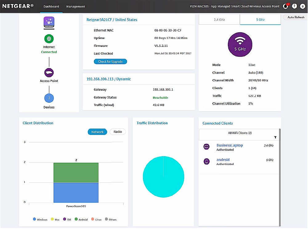 NETGEAR WAC505 Web GUI