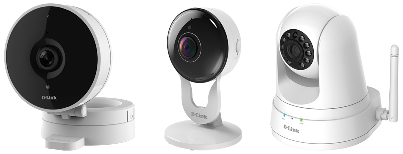 D-Link HD Wi-Fi Camera (DCS-8010LH), Full HD Wi-Fi Camera (DCS-8300LH), and Full HD Pan & Tilt Wi-Fi Camera (DCS-8525LH)